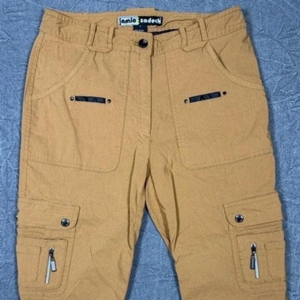 Jamie Sadock Womens Tan Brown Cargo Capri Pants Size‎ 4 Utility Cropped Trousers